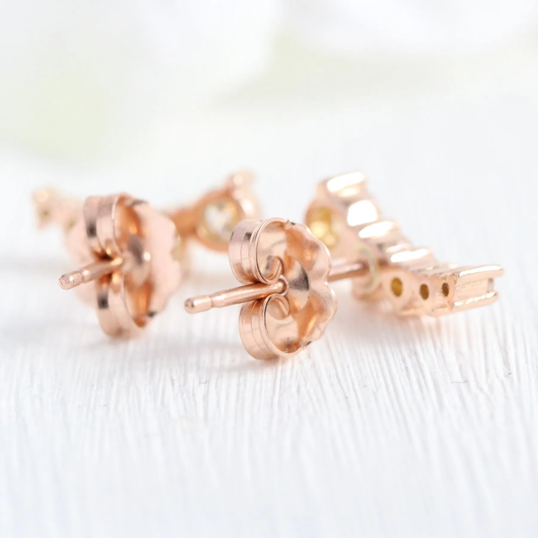 0.50 Ct. 5 Black Diamond Earrings in 14k Gold Crawler Earrings Studs