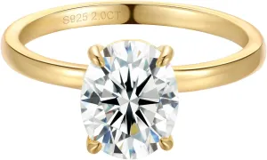 1.5 2 3 Carat Moissanite Rings For Women Oval Moissanite Engagement Ring 18K Gold Plated 925 Sterling Silver Promise Rings for Women