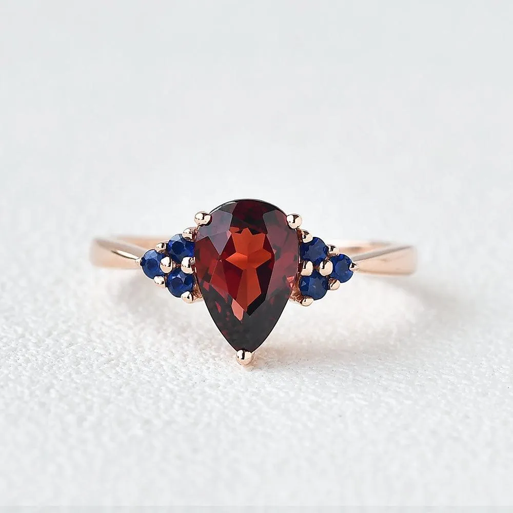1.5ct Pear Shaped Garnet Rose Gold Ring