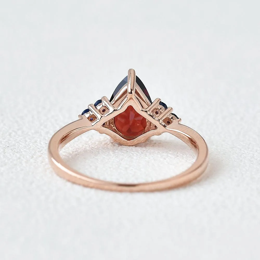 1.5ct Pear Shaped Garnet Rose Gold Ring