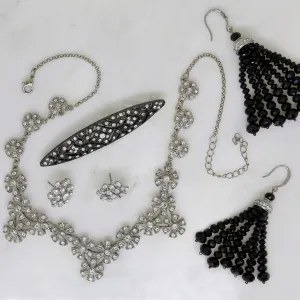 1928 Jewelry $200 Value Mystery Jewelry Package One Necklace, Two Earrings and One Brooch
