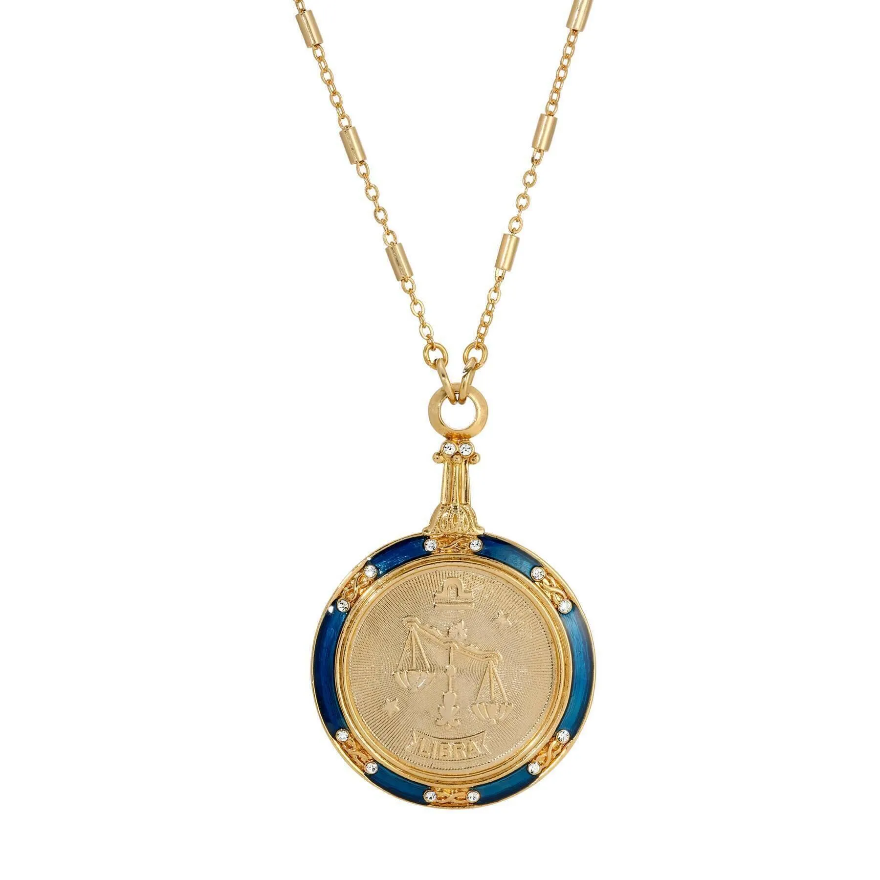 1928 Jewelry Astrological Sign Round Pendant Zodiac Necklace 28"