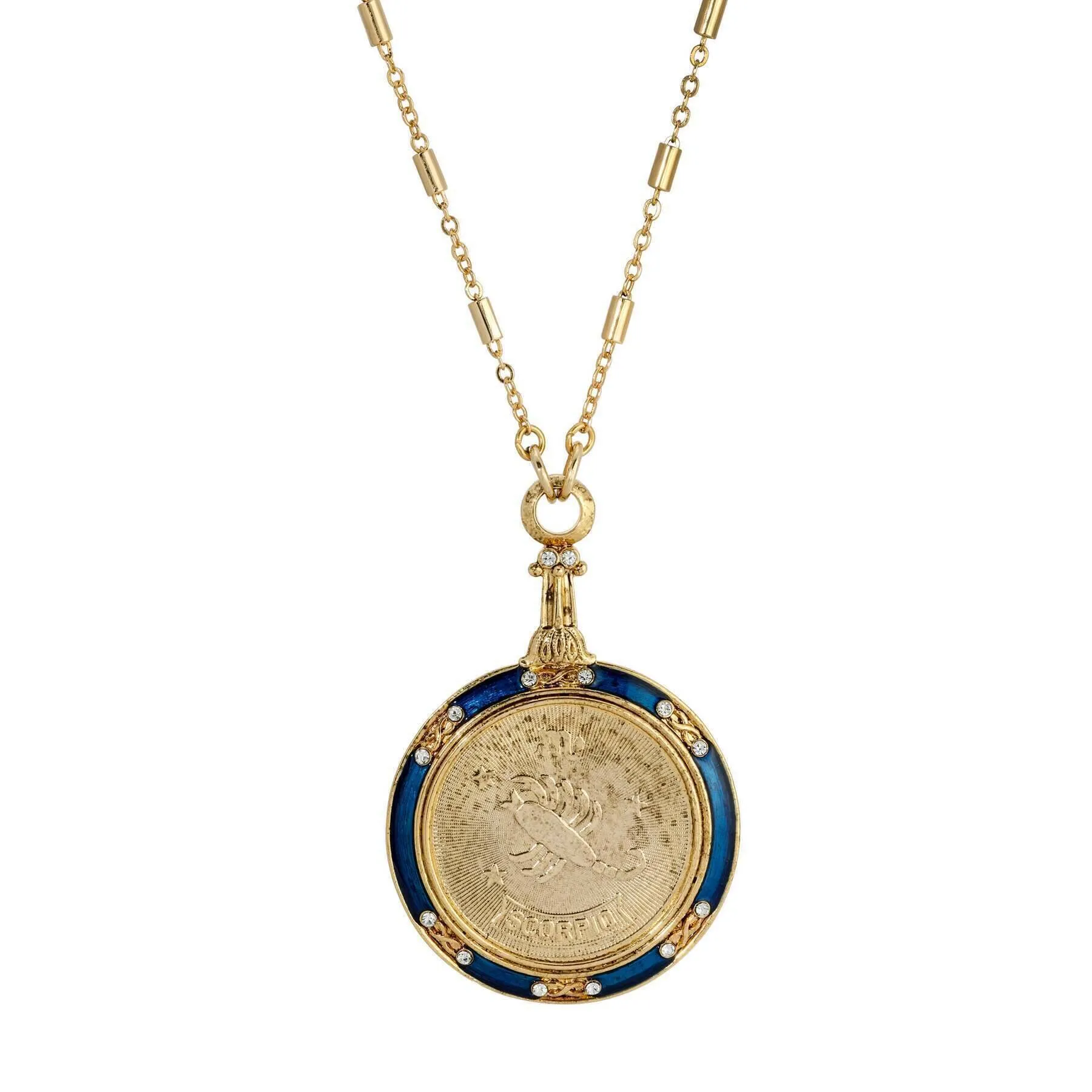 1928 Jewelry Astrological Sign Round Pendant Zodiac Necklace 28"
