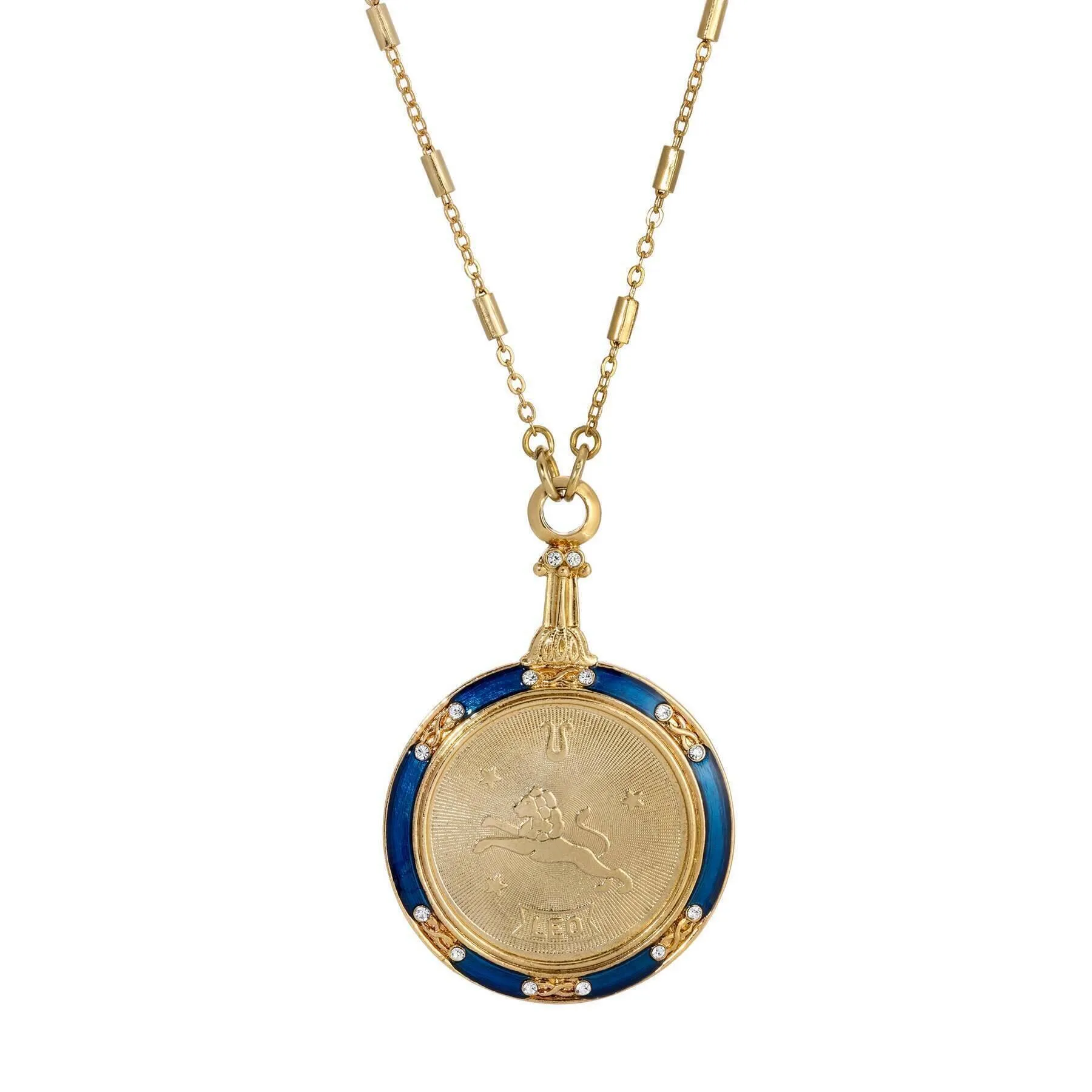 1928 Jewelry Astrological Sign Round Pendant Zodiac Necklace 28"