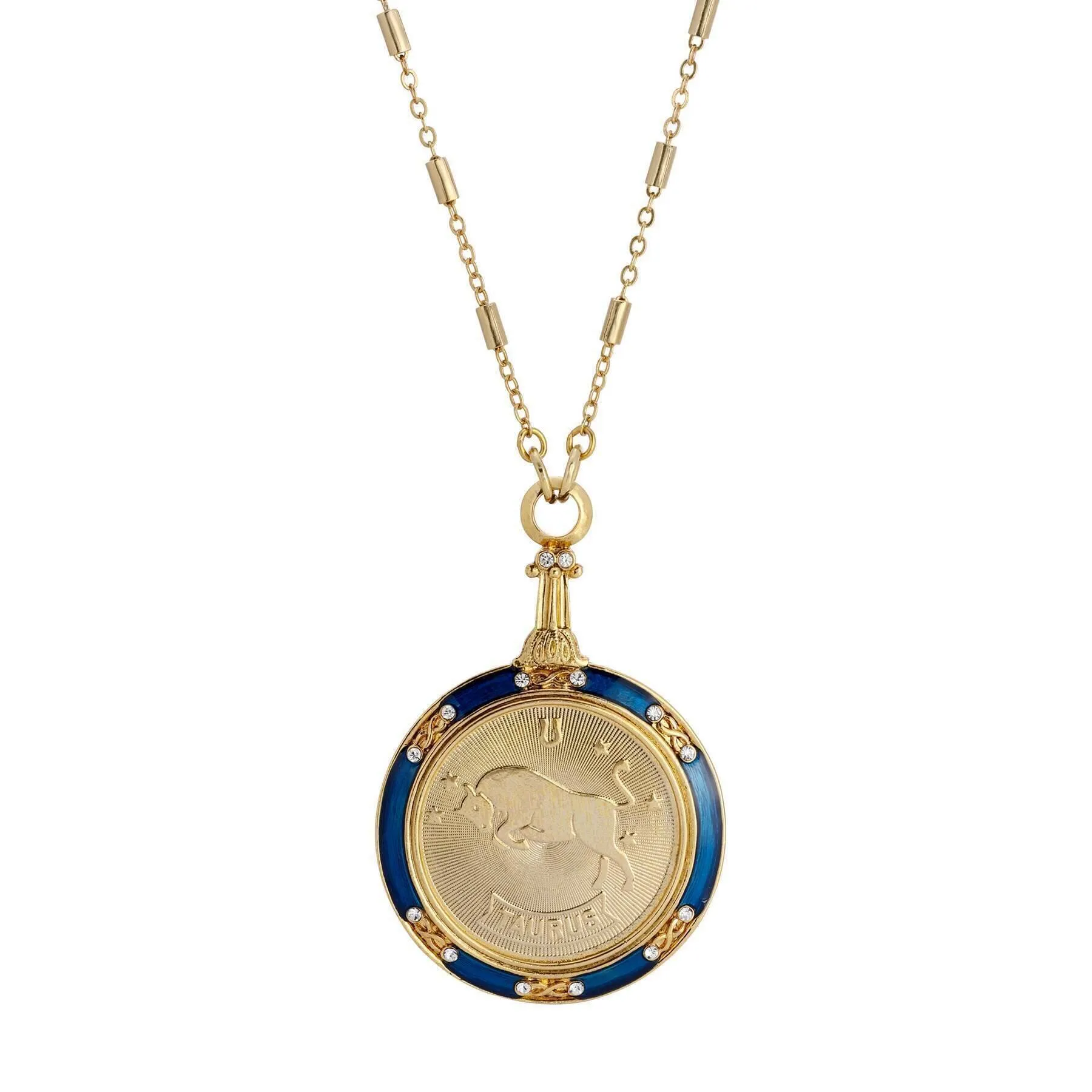 1928 Jewelry Astrological Sign Round Pendant Zodiac Necklace 28"