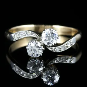 Antique Edwardian Diamond Twist Ring Circa 1915 18Ct Gold Platinum