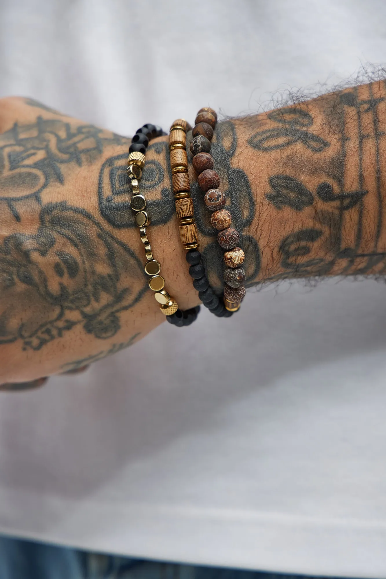 Aria 3-Piece Beaded Bracelet - Brown Combo