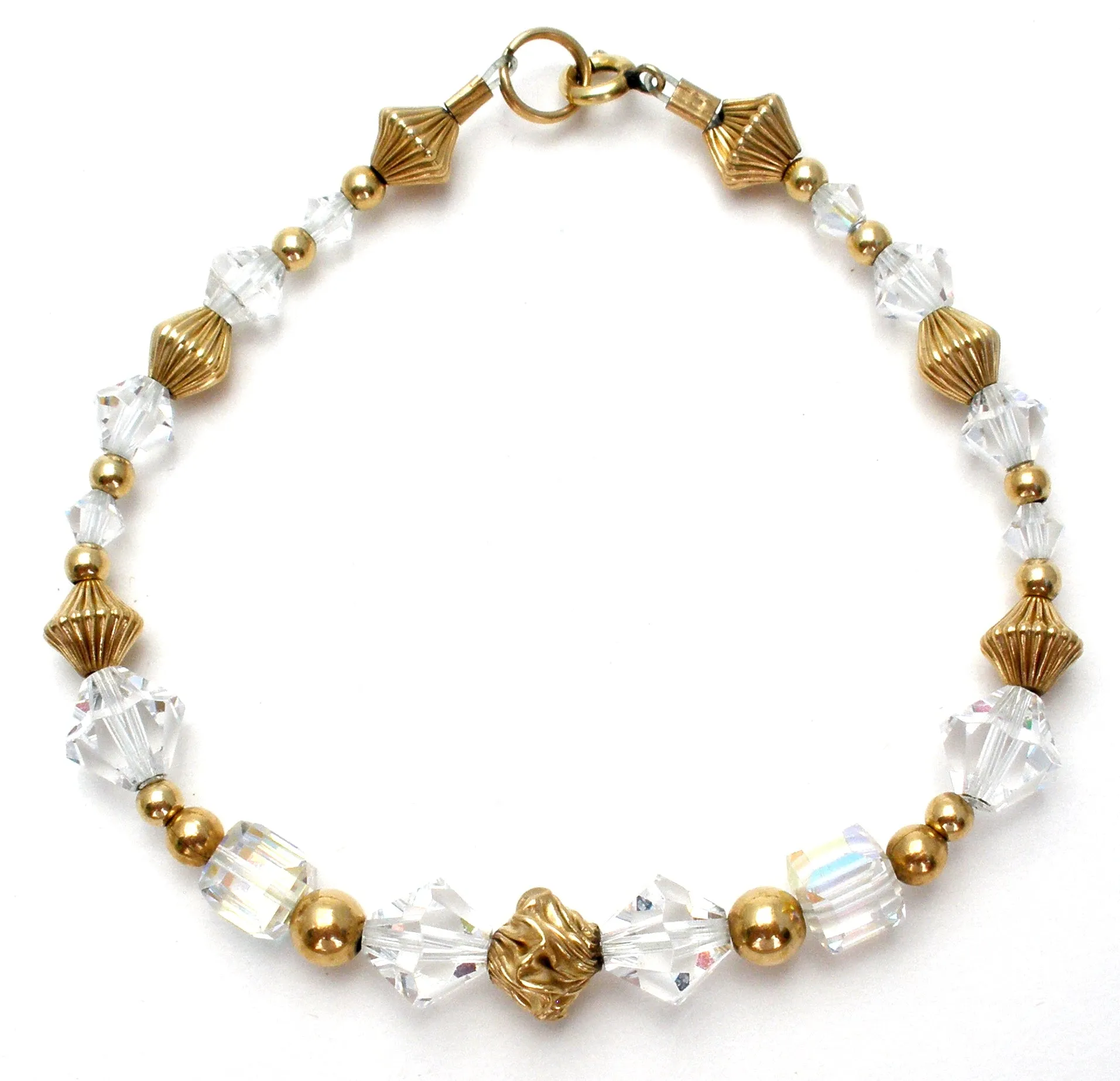 Aurora Borealis Bead Bracelet 12K GF Vintage
