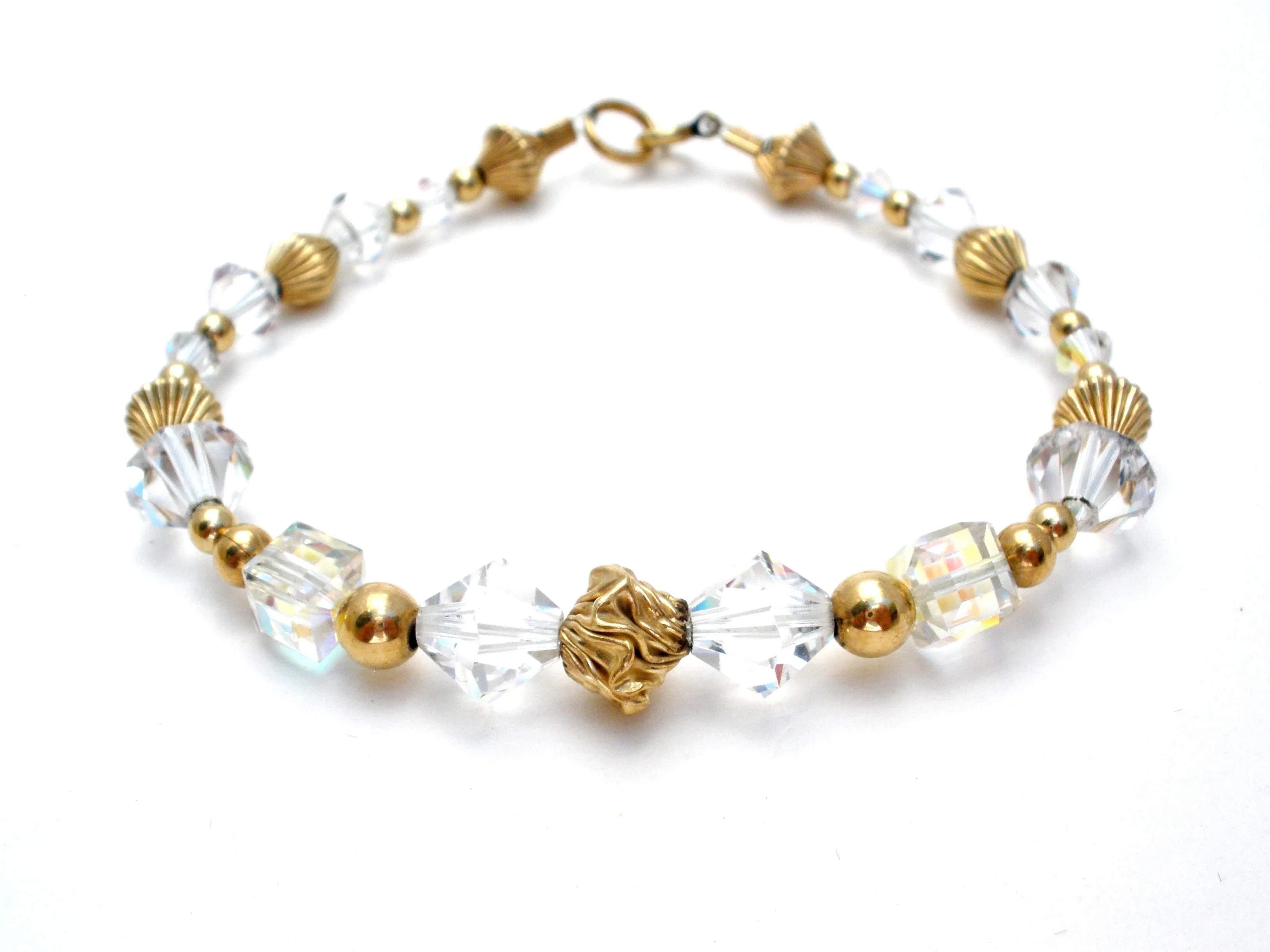 Aurora Borealis Bead Bracelet 12K GF Vintage