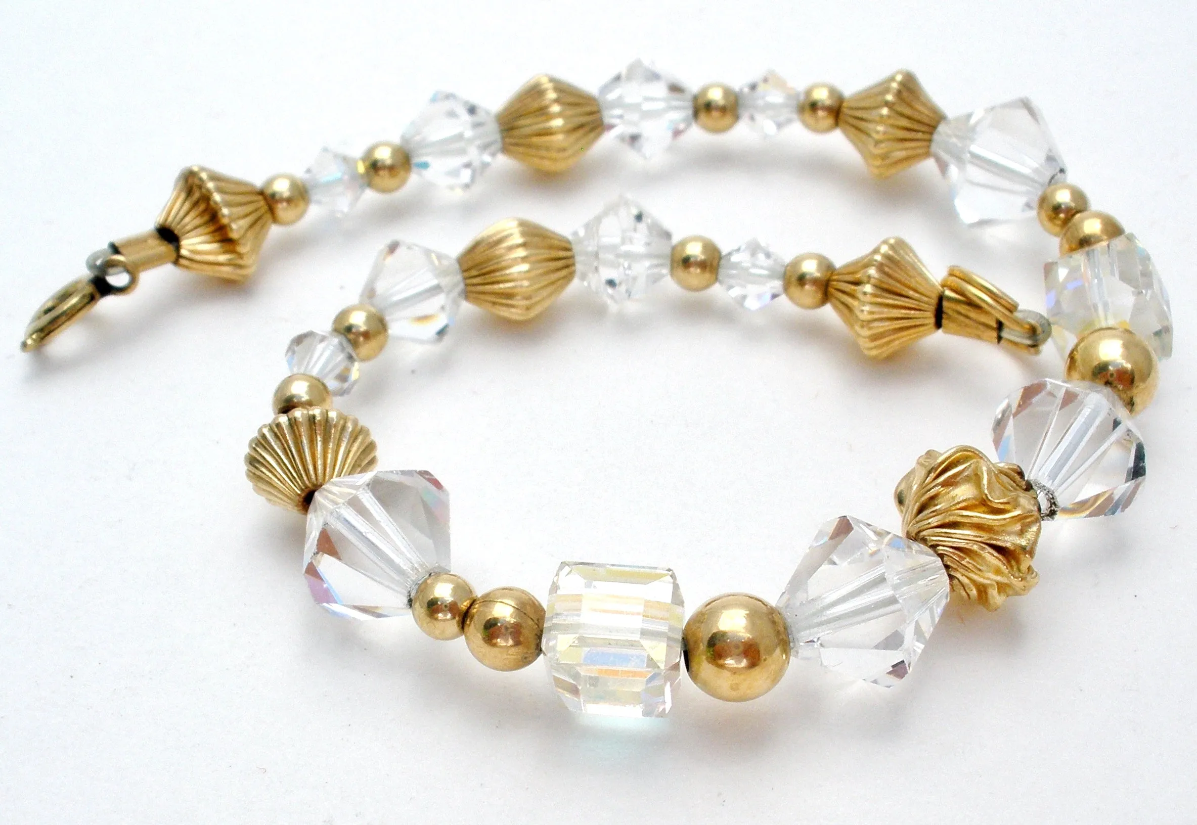 Aurora Borealis Bead Bracelet 12K GF Vintage