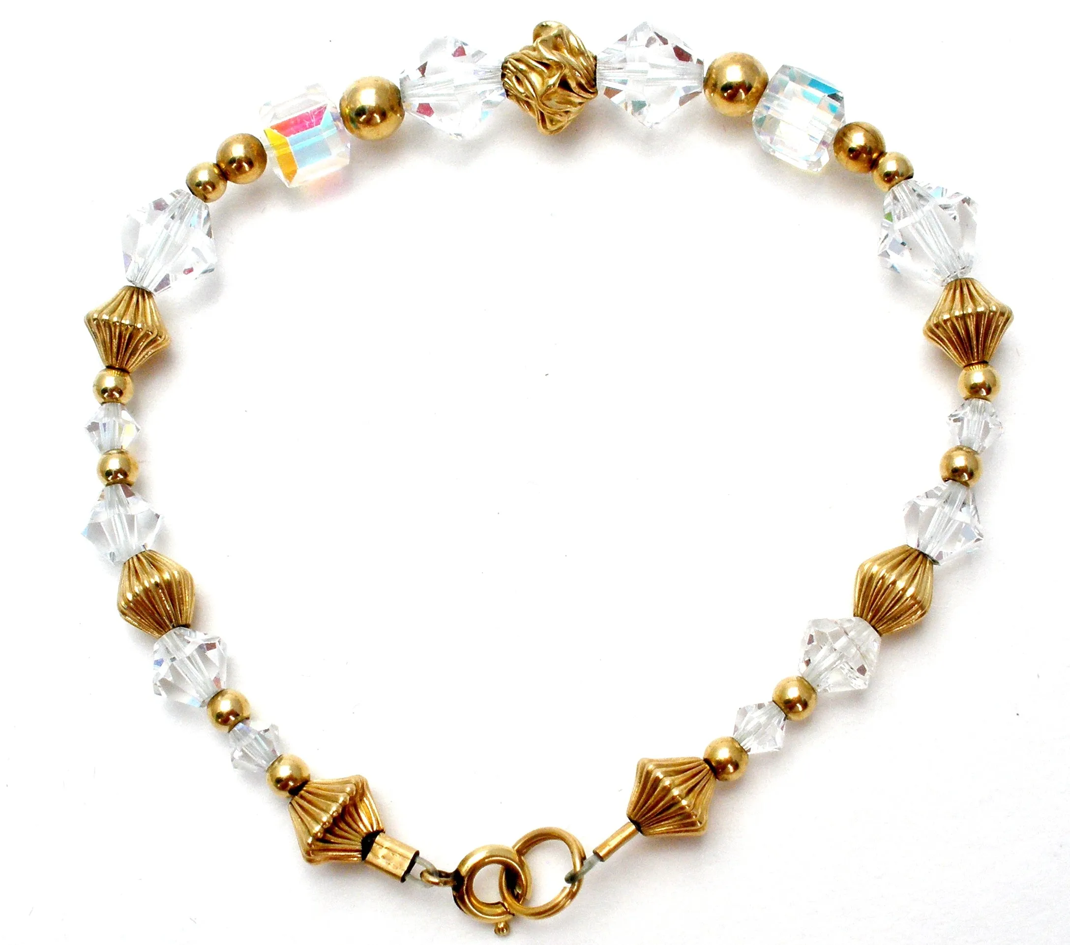 Aurora Borealis Bead Bracelet 12K GF Vintage