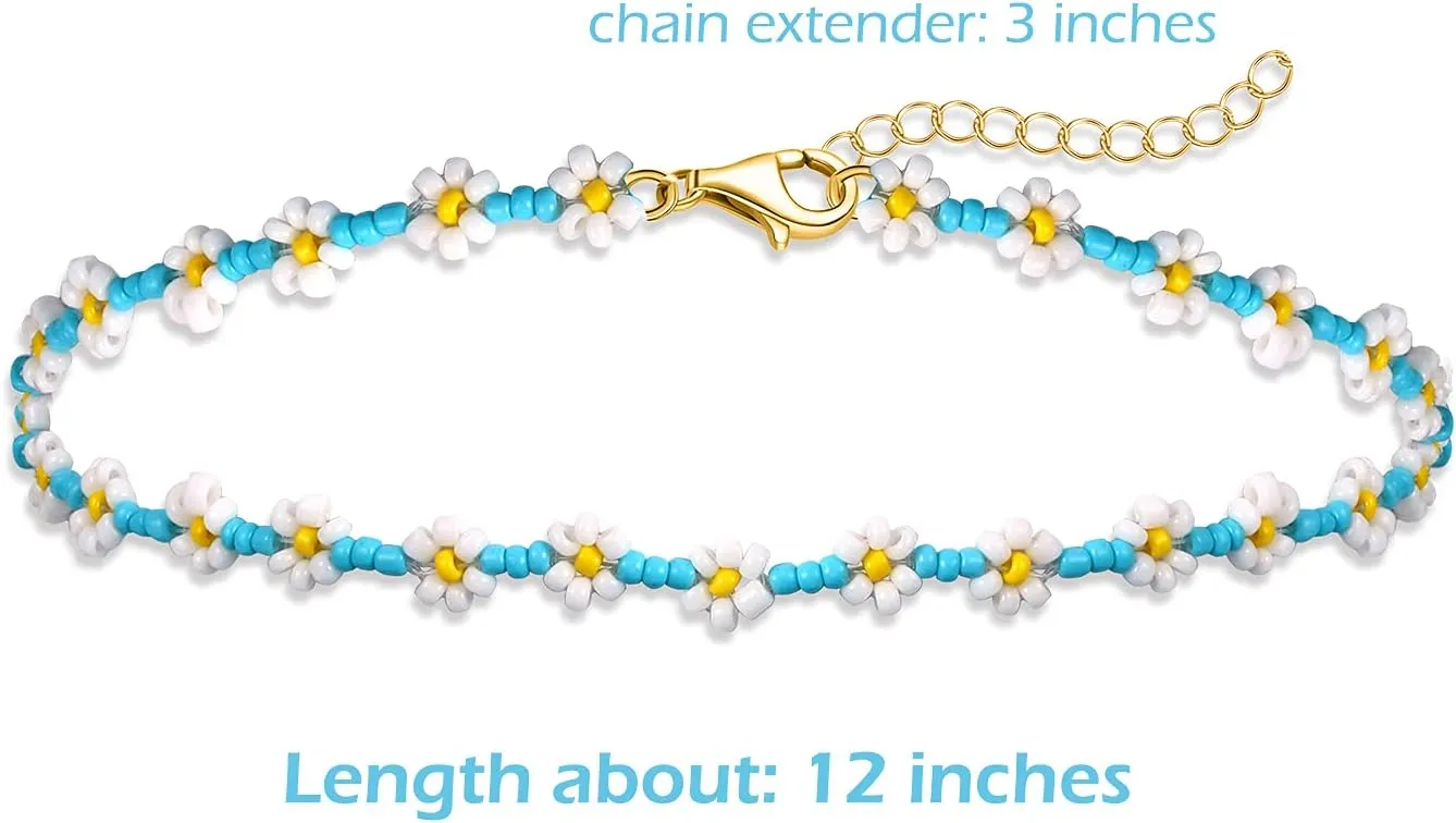 BVGA Beaded Choker Necklaces For Women Colorful Flower Shaped Beads Chocker Boho Necklaces Beach Necklace For Women Jewelry Gifts
