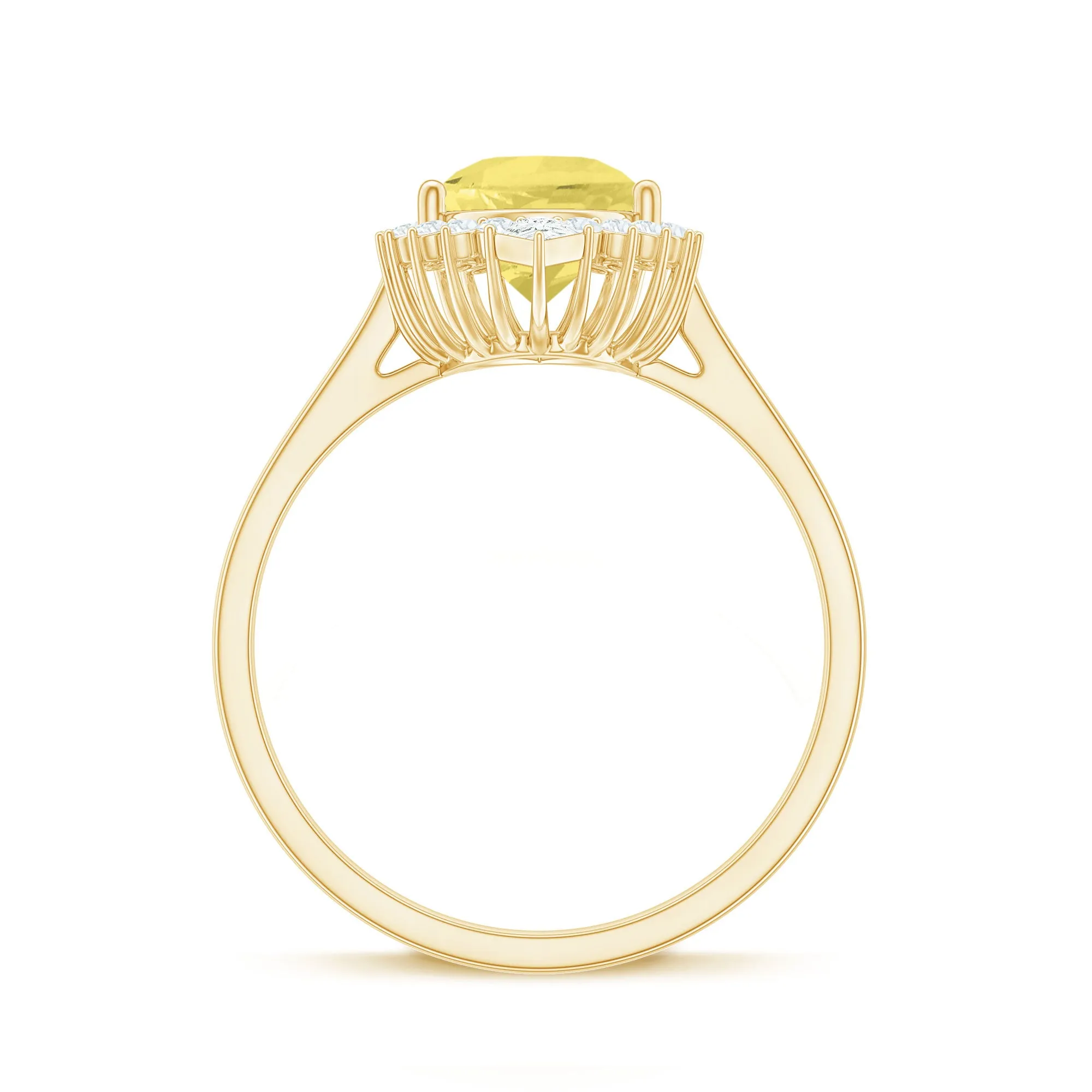 Cocktail Halo Ring with Created Yellow Sapphire and Diamond