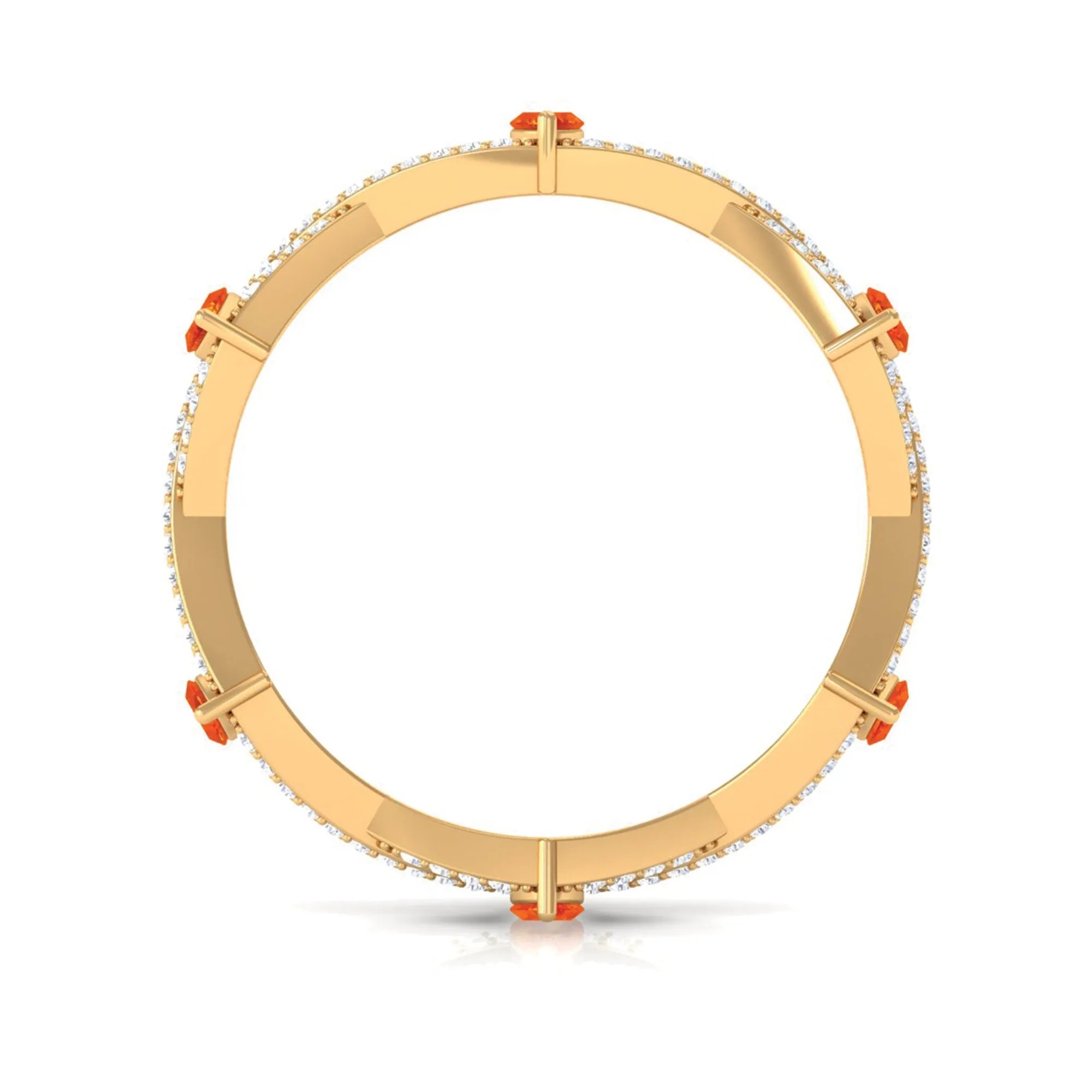 Created Orange Sapphire Crossover Eternity Ring with Diamond