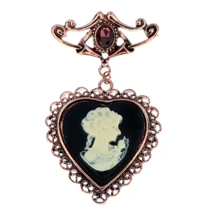 Heart Beauty Head Pin For Women Vintage Fashion Embossed Brooch