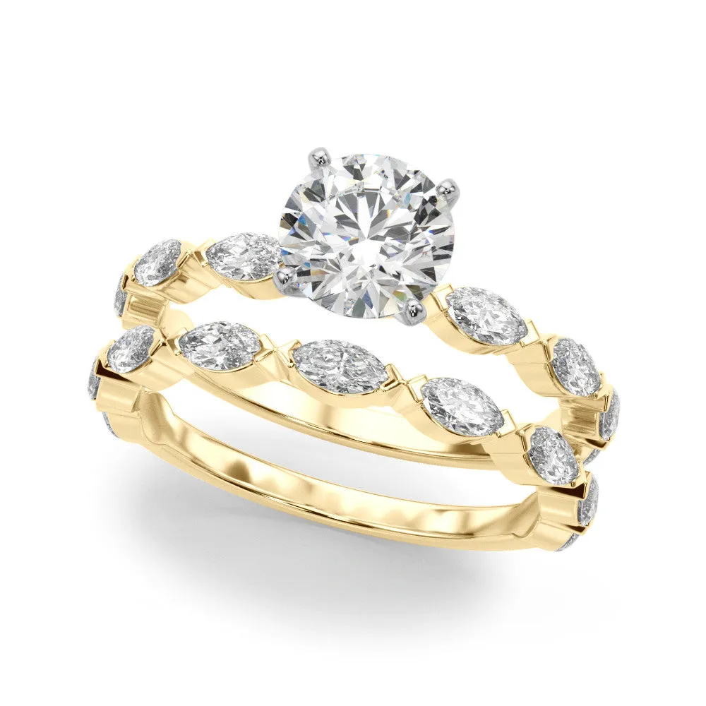 Ladies Solitaire With Marquise Sidestones Engagement Ring 51216