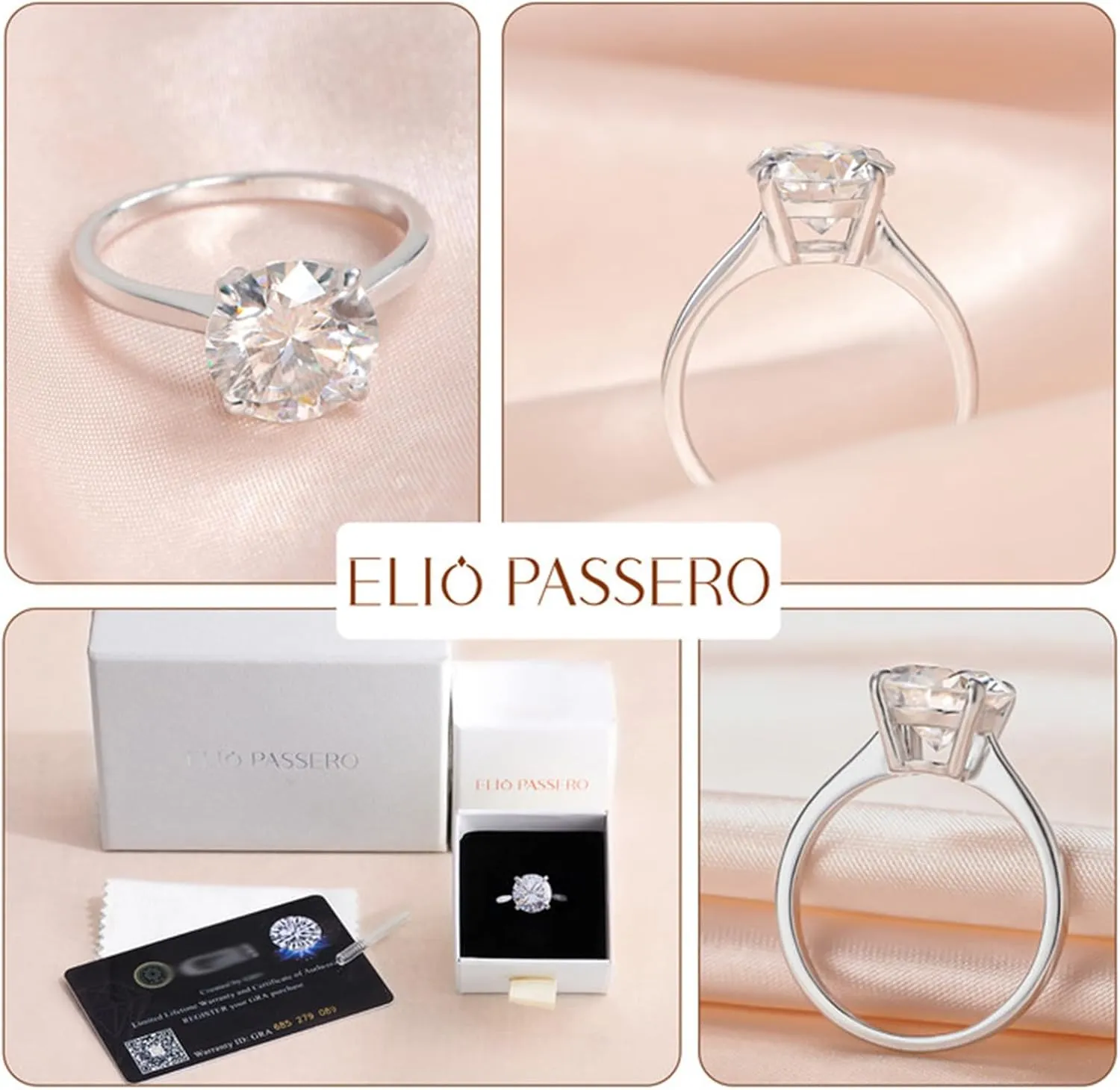 Moissanite Engagement Rings for Women,Promise Rings 925 Sterling Silver with 18K Yellow/White Gold Plated,D Color VVS1 Wedding Band Moissanite Ring 0.5/1/1.5/2/3/4CT