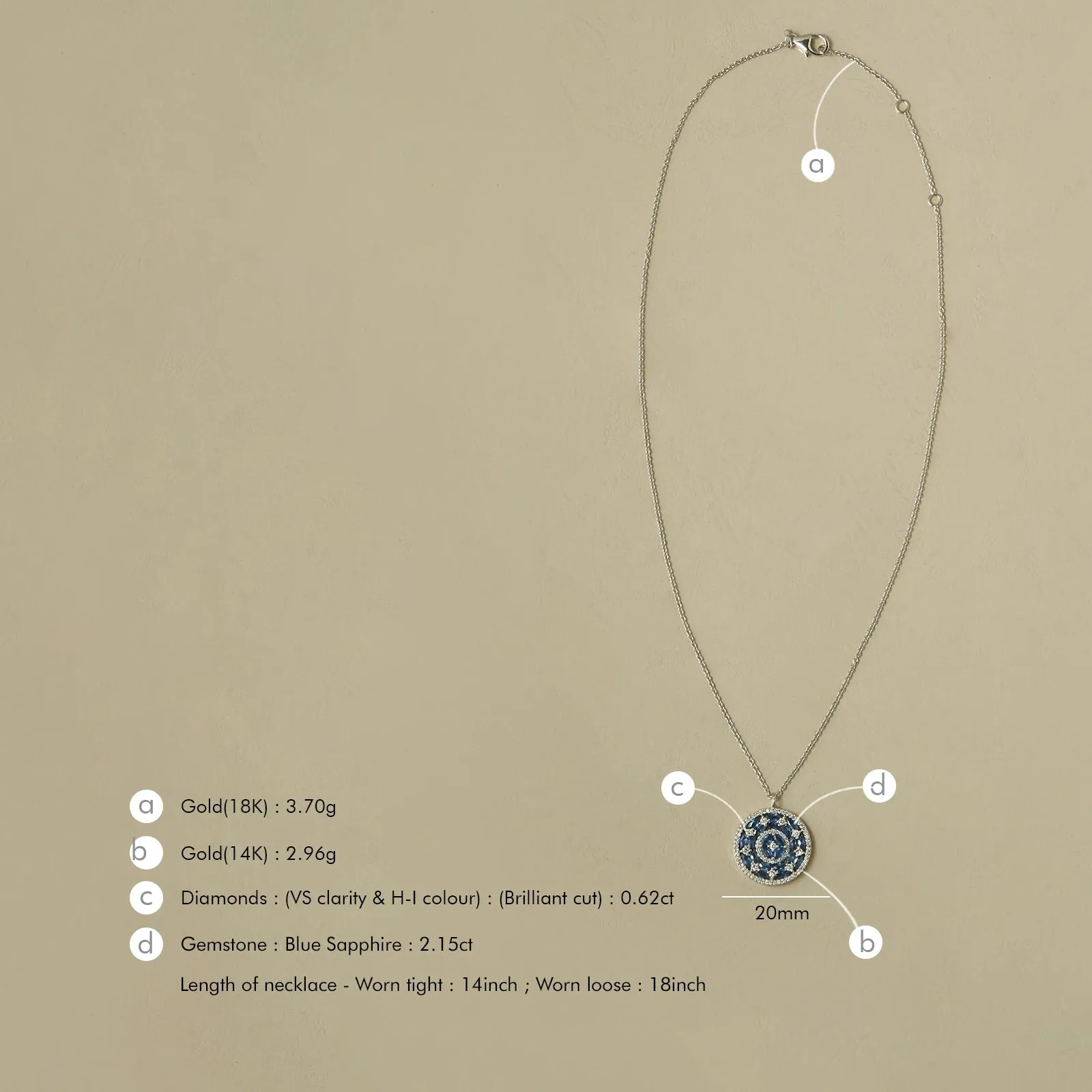 Phoebe Blue Sapphire Pendant Necklace