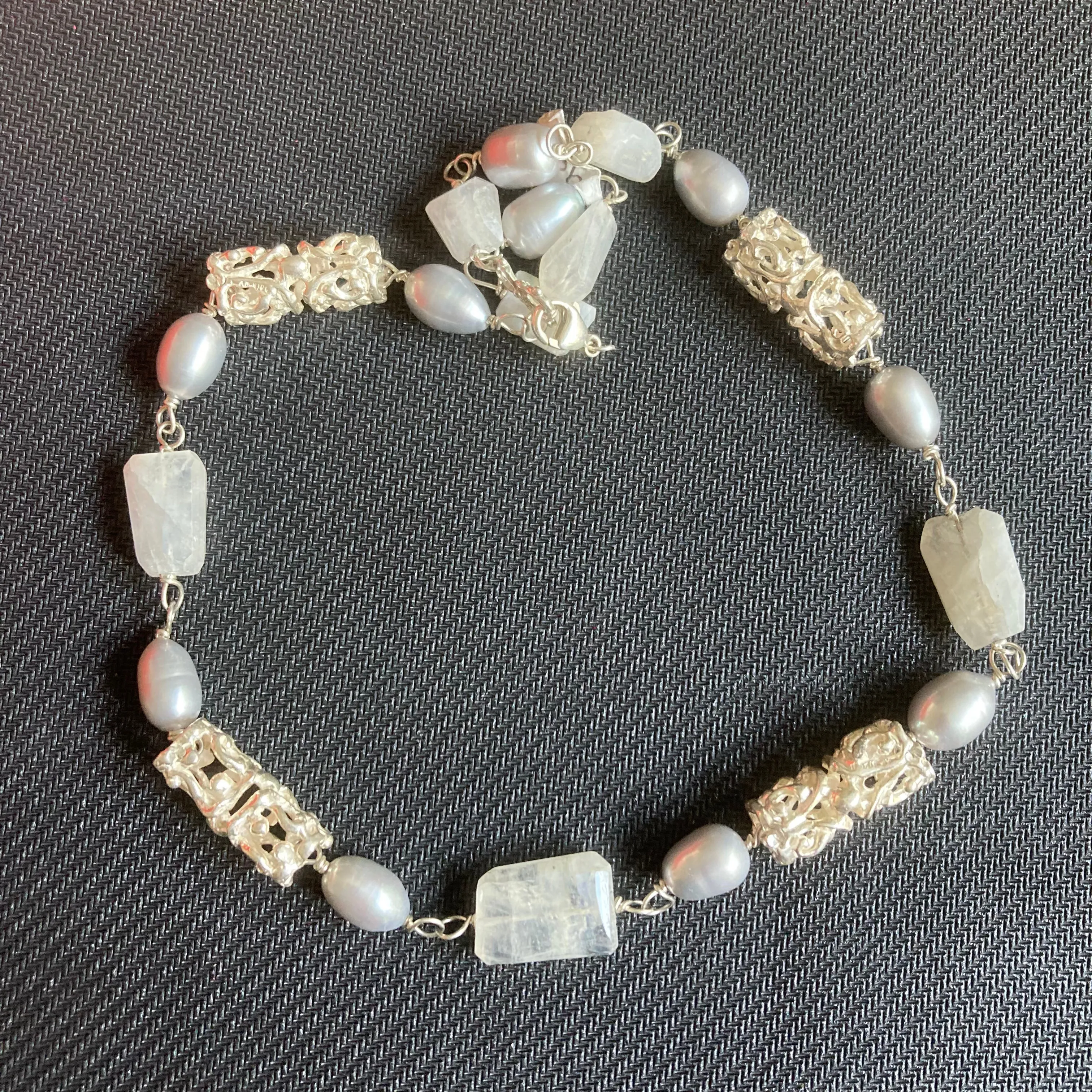 Rectangular Hallow Bead Necklace