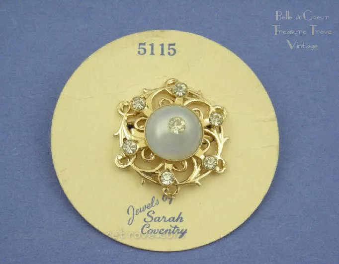 Sarah Coventry “Moonglow” Pin on Original Card 1950s