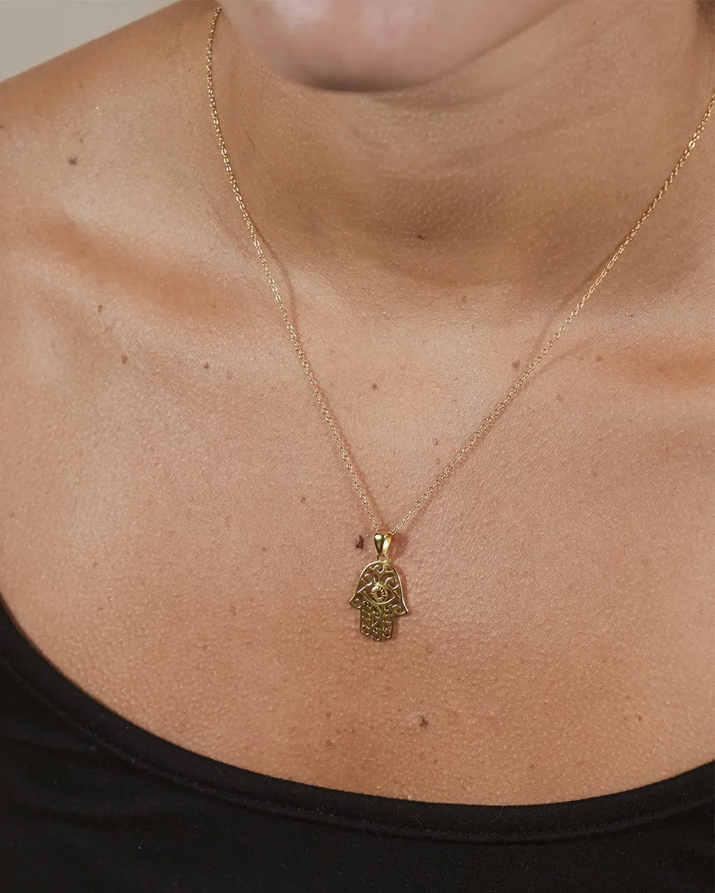 Sterling Silver Lace Hamsa Pendant Necklace