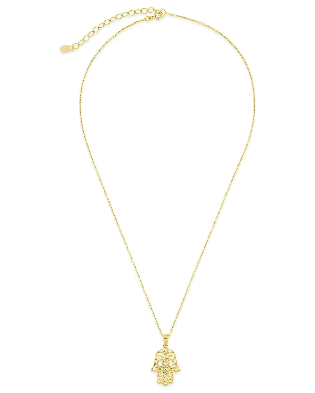 Sterling Silver Lace Hamsa Pendant Necklace