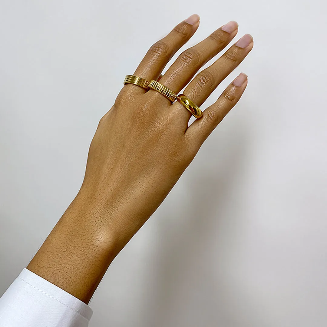 Tarnish Resistant 14k Gold Plated Wide Stacking Band Set