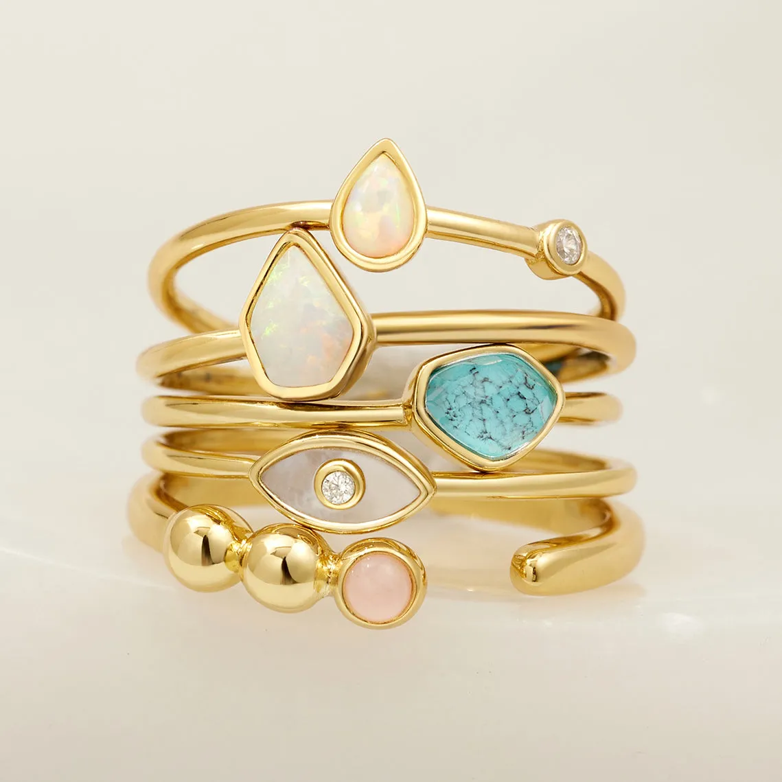Turquoise Adjustable Gold Ring