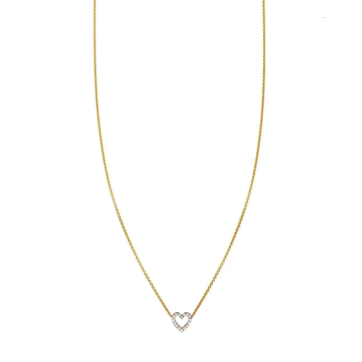 White Diamond Tiny Heart Outline Necklace